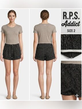 R.P.S Addict Tweed Strip Cuffed Pleated Shorts 2